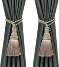 Fenghuangwu 2 Pack Curtain Tie Backs Rope Tassels for Curtains Drape tiebacks Handmade Outdoor Home and Outdoor Decorative (Khaki, 2p)