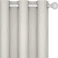 Deconovo Beige Blackout Curtains, Room Darkening Curtain, Thermal Insulated Soundproof Drapes, Silver Wave Dots Print, 38 x 90 Inch, Machine Washable Window Panels for Living Room Bedroom, Set of 2