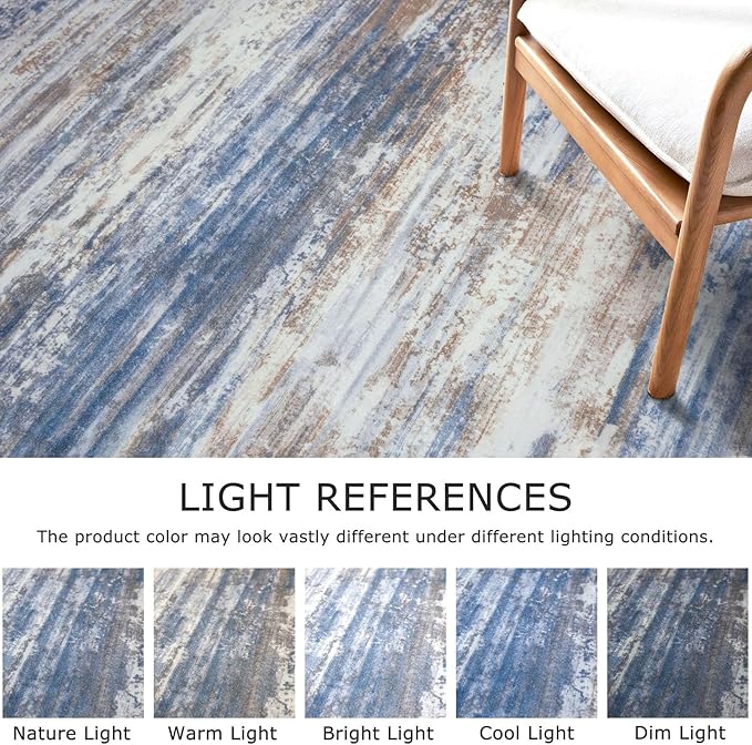 KOZYFLY Modern Abstract Washable Rug Runner 2.6x10 Hallway Rug Runner Non-Slip Soft Kitchen Runner Rugs, Blue Rust Striped Carpet for Entryway Bathroom Laundry Room Foyer