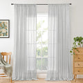 BGment Light Grey Linen Curtains 90 Inch Length for Living Room, Window Drapes Lightweight Rustic Country Textured for Bedroom Farmhouse Decor Rod Pocket, 2 Panels Set, 52 Inch Wide