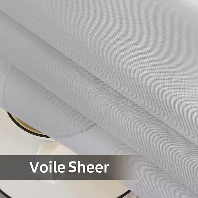 youleyar Solid Sheer Rod Pocket Curtain Voile Draperies 2 Panels White Beige Black Grey Ivory 52 Inch Width 54 Inch Long 1 Pair for Kitchen Bedroom Children Living Room Yard (Silver Grey,52Wｘ54L)