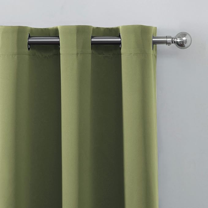 LEMOMO Olive Blackout Curtains/52 x 95 Inch/Set of 2 Panels Thermal Insulated Room Darkening Curtains for Bedroom