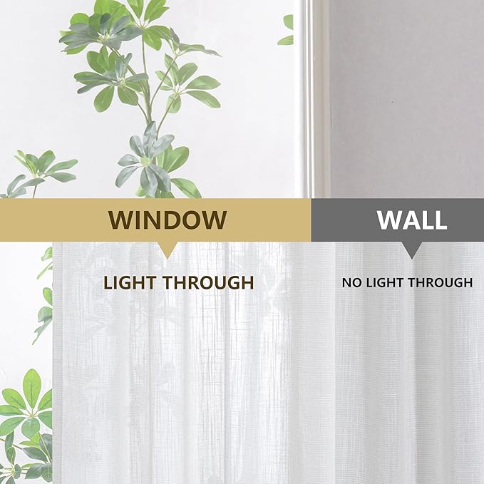 MYSKY HOME Natural Curtains 30 Inch Long for Cafe, Semi Sheer Light Filtering Tiers Curtain Panels Rod Pocket Short Country Decor Drapes for Basement/Small Window, Beige White, 2 Panels, 34 x 30 Inch