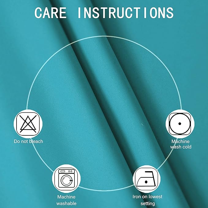 LEMOMO Teal Blackout Curtains 34 x 63 Inch Length/Set of 2 Curtain Panels/Thermal Insulated Room Darkening Blackout Curtains for Bedroom