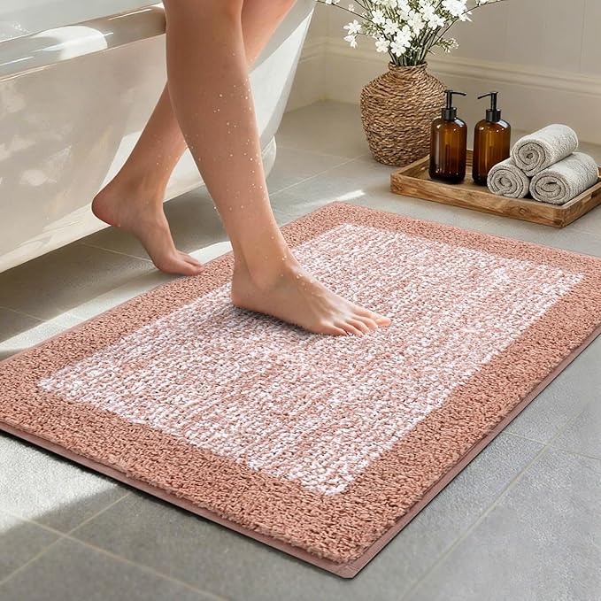 36x24 Large Bathroom Rugs Washable Non Slip, Pink Bath Mat for Bathroom Floor Tub, Soft Absorbent Quick Dry Mats for Shower, Bathtub,Home Decor