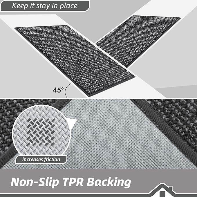 BEQHAUSE Kitchen Rugs 24"x36", Non-Slip Kitchen Mats for Floor, Super Absorbent and Stain Resistant Kitchen Rugs, Machine Washable Rugs for Kitchen, Hallway, Laundry & Sink, Charcoal