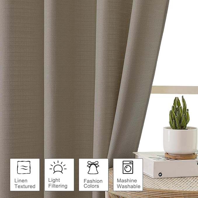 OWENIE Bob 1 PCS Stone Valances for Windows, Faux Linen Textured Kitchen Window Curtains Valance for Bedroom Living Room, Modern Soft Airy Solid Rod Pocket Bathroom Cafe Curtain, 60Wx14L Inch