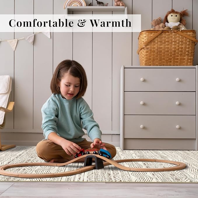3x15 Washable Kitchen Runner Rug: Modern Moroccan Runners for Hallway Soft Non Slip Rugs with Rubber Backing Low Pile Thin Waterproof Floor Carpet for Entryway Bedroom Bathroom Indoor 3x15 Beige
