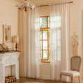 MYSKY HOME Natrual Curtains 84 Inches Long for Living Room Boho Semi Sheer Light Filtering Privacy Drapes for Bedroom, Farmhouse Rustic Home Decor Back Tab with Tassel, 50" x 84", Natural, 2 Panels