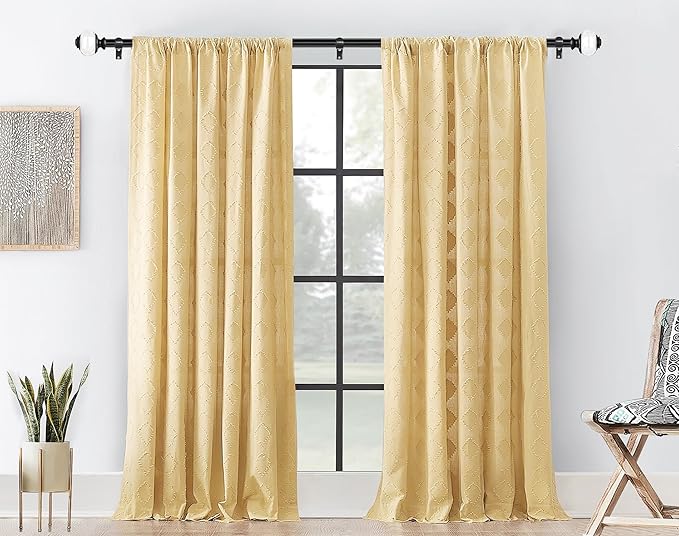 Curtain Rods for Windows 48 to 84 Inch (4-7ft), USFOOK 7/8 Inch Telescoping Splicing Drapery Rods 32 to 86 Inch, Decorative Window Curtain Rod for Home Decor with Matte Black Translucent Finials