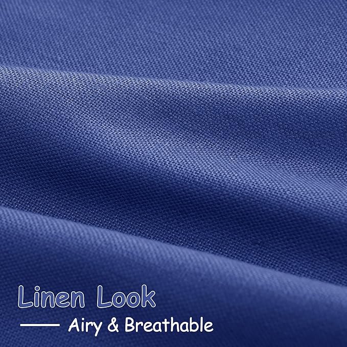 Extra Long Classic Blue Linen Curtains 120 Inch for Living Room 2 Panels Set Rod Pocket Back Tab Light Filtering Semi Sheer Linen Window Drapes Privacy High Ceiling Drapes for Farmhouse 52x120