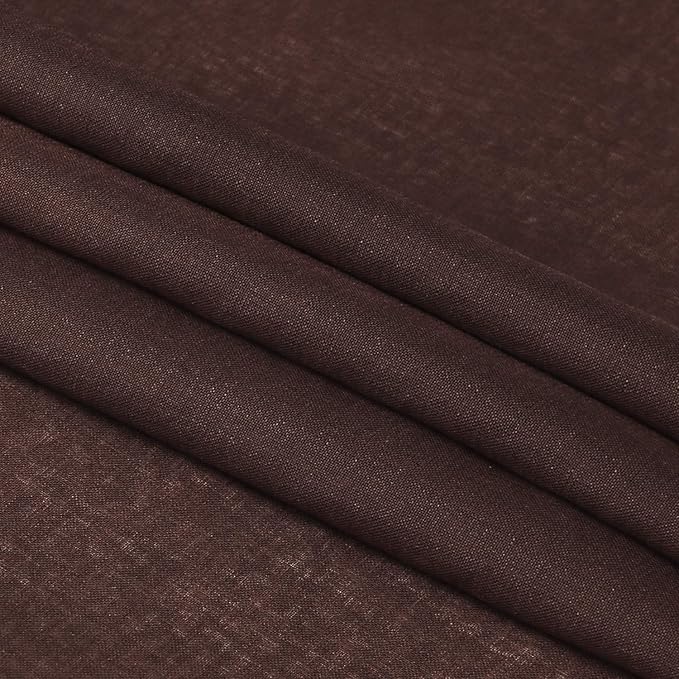 DWCN Brown Sheer Curtains Semi Transparent Voile Rod Pocket Curtains for Bedroom and Living Room, 52 x 54 inches Long, Set of 2 Panels