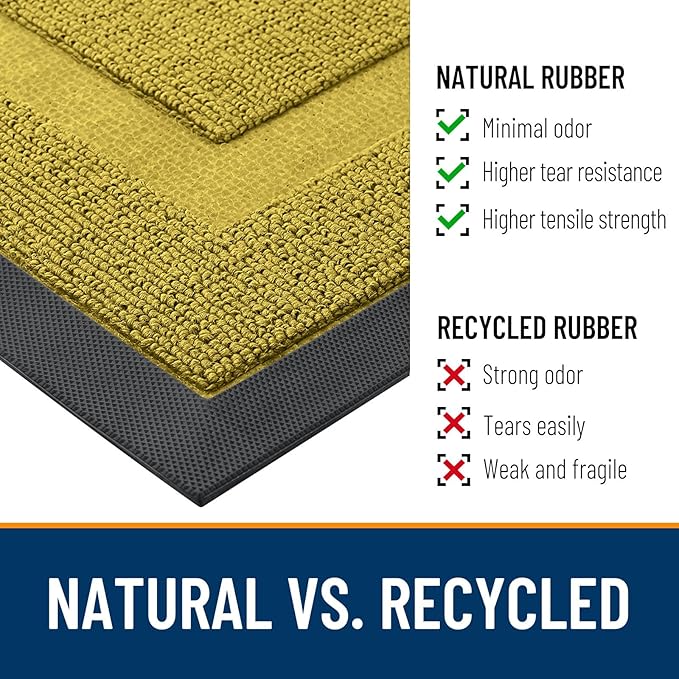 OLANLY Front Door Mat Indoor Outdoor Entrance, Waterproof All-Season, All-Weather Doormat, Sturdy Natural Rubber, Low Profile, Easy Clean Patio Porch Entryway Mat, 29.5x17, Lime Green