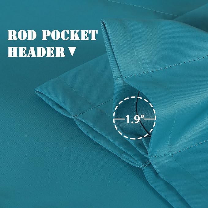 H.VERSAILTEX Blackout Valances for Windows,Kitchen Valance Curtains for Living Room/Bedroom/Bathroom Short Window Privacy Rod Pocket, 4 Panels 52" W x 18,Turquoise Blue