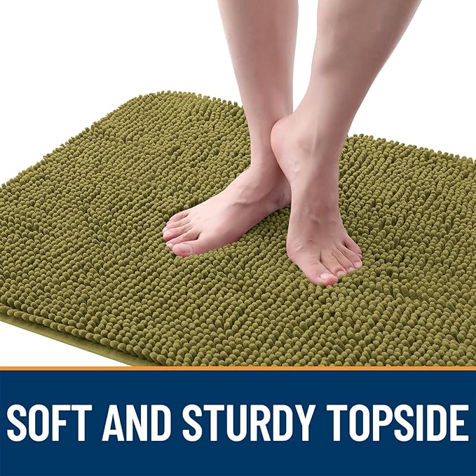 OLANLY Dog Door Mat for Muddy Paws 50x30, Absorbs Moisture and Dirt, Absorbent Non-Slip Washable Doormat, Quick Dry Chenille Mud Mat, Entry Indoor Entryway Carpet for Inside Floor, Willow Green