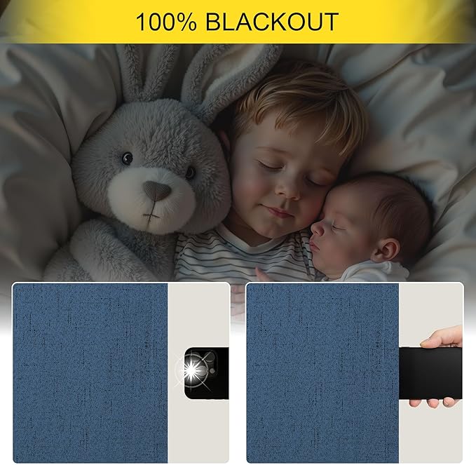Navy Blue Curtains for Living Room 102 Inch Long 100 Percent Blackout Linen Look Viral Window Curtains for Bedroom Black Out Drapes for Nursery Bedroom Dorm 52x102 Length 2 Panels Midnight Royal Blue