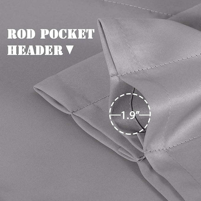 H.VERSAILTEX Blackout Grey Valances for Windows，Kitchen Curtain Valances for Living Room/Bedroom/Bathroom Privacy Decorative Rod Pocket，2 Packs，52" W x 18" L, Dove Gray