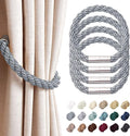 NICEEC 4 Pack Strong Magnetic Curtain Tiebacks Modern Simple Style Drape Tie Backs Convenient Decorative Weave Rope Curtain Holdbacks for Thin or Thick Home & Office Window Draperies (Dark Grey)