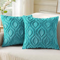 decorUhome Summer Throw Pillow Covers 24x24 Inch Set of 2, Soft Plush Faux Wool Turquoise Solid Couch Pillow Covers, Accent Euro Sham Farmhouse Neutral Square Pillow Cases for Sofa Bed Living Room
