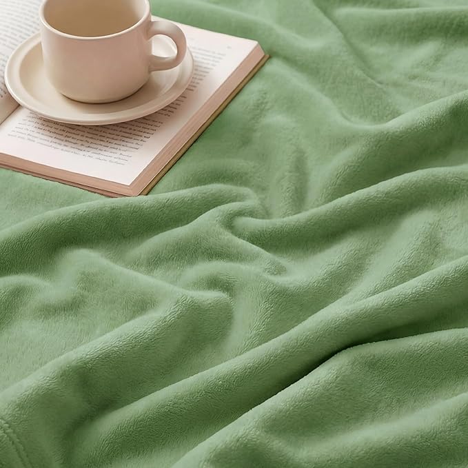 Bedsure GentleSoft Fleece Blanket Twin Size Green - 300GSM Lightweight Plush Fuzzy Cozy Soft Warm Blanket for Bed, Sofa, Couch, Travel, Camping, Emerald, 60x80 inches