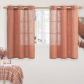 LAMIT Terracotta Linen Semi Sheer Curtains 45 Inch Length, Light Filtering Neutral Window Curtains Farmhouse Boho Bronze Grommet Fall Decor Panels for Bedroom, 2 Panels, 34 x 45 Inch