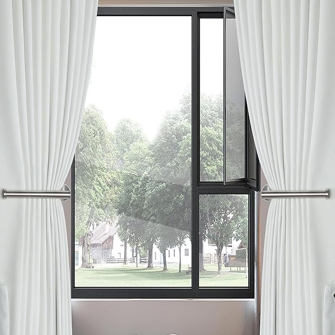 Groleca Adhesive Curtain Holdbacks - 4 Pack No Drill Tie Backs Hooks for Drapes, Damage-Free Wall Mounted Curtain Holders with Strong Adhesive (Silver)