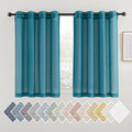 NICETOWN Small Curtains 45 inch Length for Kitchen, Grommet Linen Sheer Curtains Semi Sheer Privacy with Light Filtering for Bathroom/Basement, Peacock Green, W52 x L45, 2 Panels