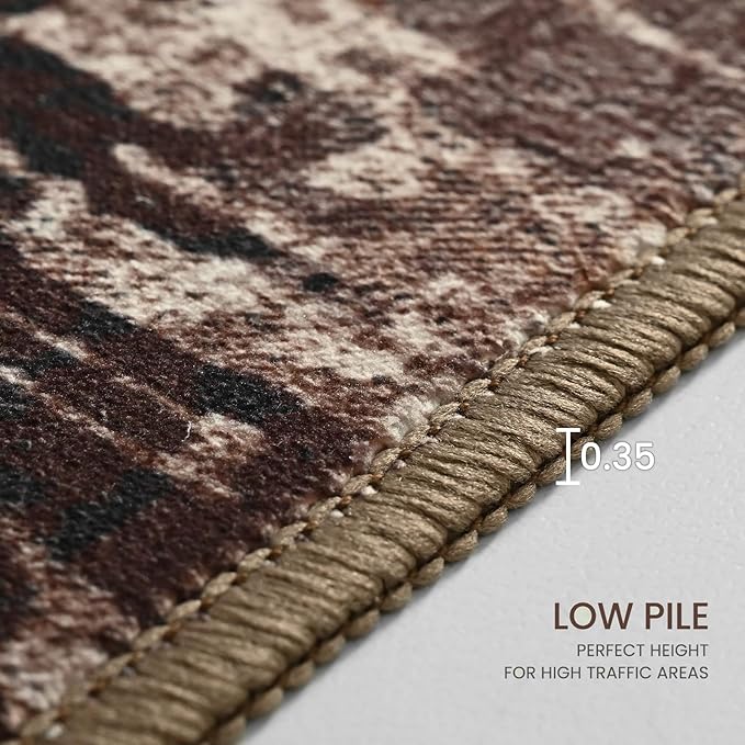 Entrance Rugs Indoor 2x3 Brown Entry Rug Washable Abstract Coffee Small Area Rug Non-Slip Low Pile Throw Rugs for Entryway, Kitchen Floor, Front Door Indoor Door Mat, Bathroom, Bedroom Bedside