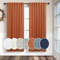 Burnt Orange Linen Curtains 63 Inch Length for Bedroom 2 Panels Set Back Tab Pocket Semi Sheer Light Filtering Curtains for Dining Room Nursery Boys Toddlers Funky Pop Colored Copper Rust Decor 52x63
