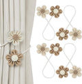 KLOGTSIND Flower Curtain Tiebacks, 4 Pack Boho Curtain Ties Elegant DIY Curtain Holdbacks, Decorative Window Drape Twist Tie Backs for Bedroom Decor, Nursery Decor, Farmhouse Decor