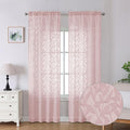 Lecloud Leia Blush Pink Sheer Curtains 90 Inches Long 2 Panels Set, Breathable Jacquard Leaves Textured Voile Semi Sheer Curtains, Farmhouse Drapes Window Treatments with Dual Rod Pocket, 38 W x 90 L