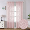 Lecloud Leia 2 Panels Blush Pink Sheer Curtains 96 Inch Length 2 Panels, Balance Light & Privacy Clip Textured Leaf Voile Bedroom Curtain with Dual Rod Pockets, Living Room Window Drapes, 38W x 96L