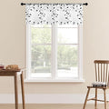 MRTREES Sheer Curtain Valance 2 Panels, Rod Pocket Voile Leaves Embroidered Christmas Valance for Windows, Small Sheer Kitchen Curtain Valance for Kitchen/Basement/Bathroom(54"x16", Black Leaves)
