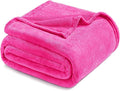 Exclusivo Mezcla Fleece Blanket Twin Size for Bed, Super Soft and Warm, All Season, Cozy, Plush, Lightweight, 90x66 Inches, Hot Pink