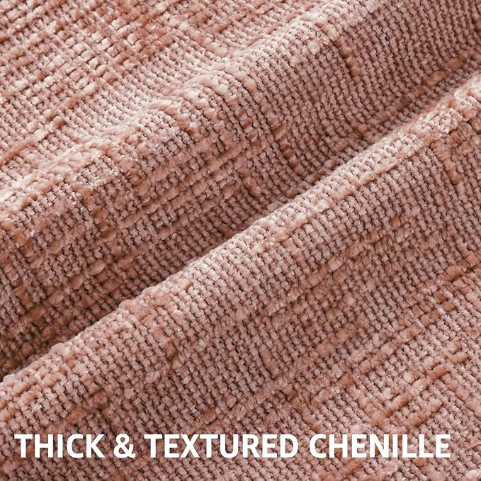 decorUhome Summer Pink Chenille Throw Pillow Covers 16x16 Set of 2 Textured Soft Cozy Slubby Couch Pillow Covers Modern Farmhouse Boho Decorative Pillow Cases for Bed Sofa Living Room