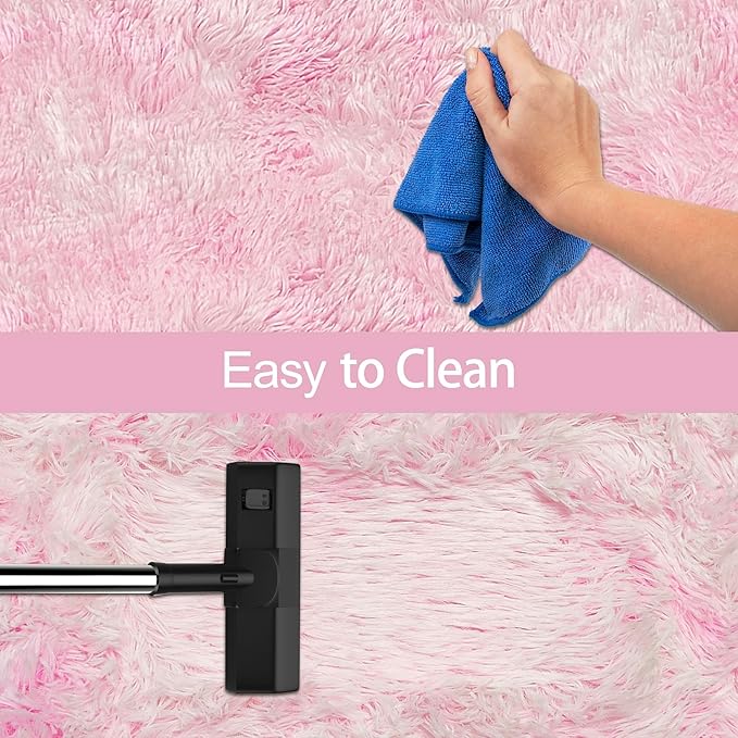 Tie-Dye Pink Soft Shaggy Fluffy Rug for Living Room 6x9ft Anti-Skid Durable Area Rug Mat Bedside Throw Rug for Bedroom Kids Room Boys Teens Nursery Dorm Office Home Decor Aesthetic Carpets