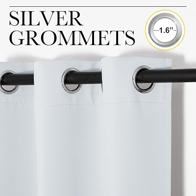 NICETOWN Room Darkening Draperies Curtains Panels, 2 Panels, 29 by 40, Greyish White, Window Treatment Thermal Insulated Grommet Room Darkening Curtains/Drapes for Bedroom