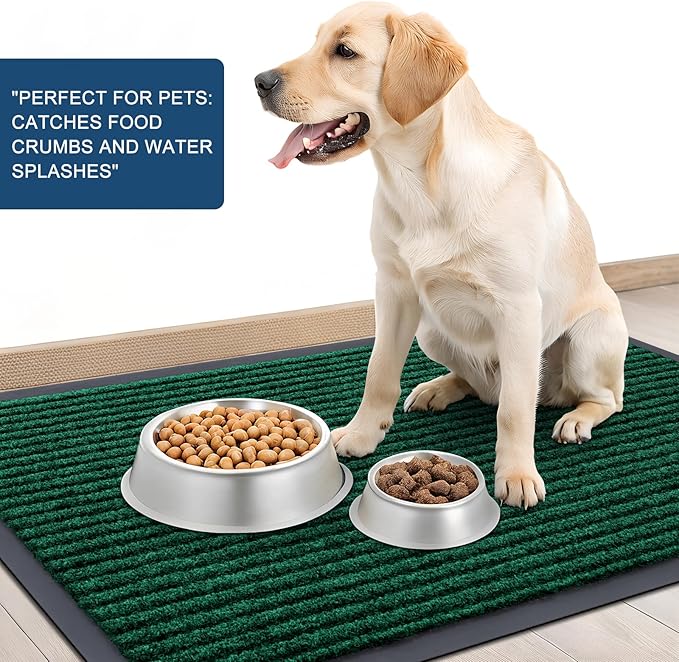 OLANLY Front Door Mat Indoor Outdoor Entrance, Waterproof Heavy Duty Doormat, Fade Resistant, Low Profile, Easy Clean Patio Porch Welcome Floor Mats for Entry, 33x21, Green