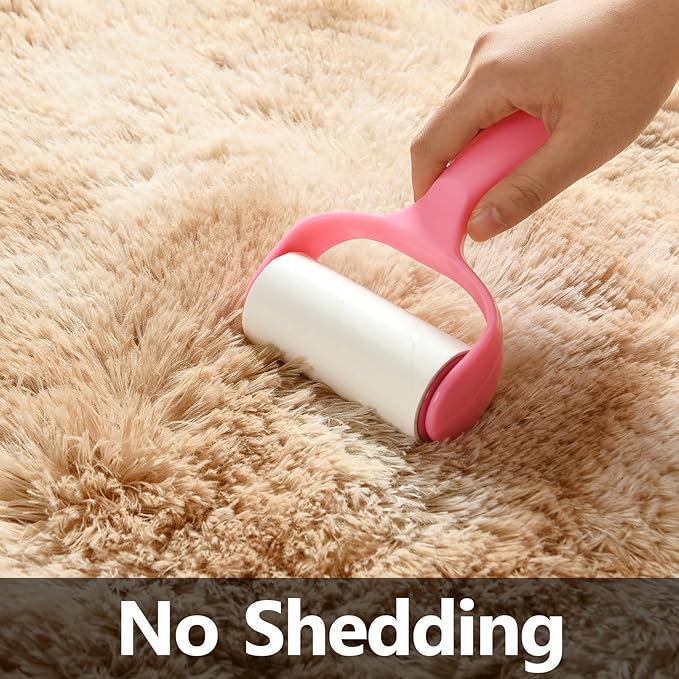 Large Shag Area Rugs 6 x 9, Tie-Dyed Plush Fuzzy Rugs for Living Room, Ultra Soft Fluffy Furry Rug for Bedroom, Indoor Carpet Nursery Rugs for Kids Room Home Decor, Beige