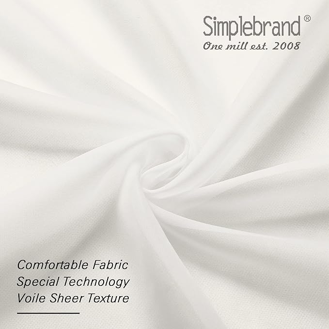 Simplebrand Ivory Short Sheer Curtains 45 Inch Length for Small Windows, Rod Pocket 2 Panels Set Solid Voile Drapes Window Sheer Curtains for Bedroom Bathroom Kids Room Kitchen, 42x45 Inch, Ivory