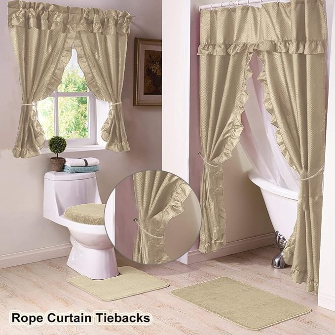 Curtain Tiebacks Ropes, 4pcs Decorative Handmade Tie Backs Curtain Holdbacks Holders Cord for Window Sheer Drapes Indoor Outdoor, Beige
