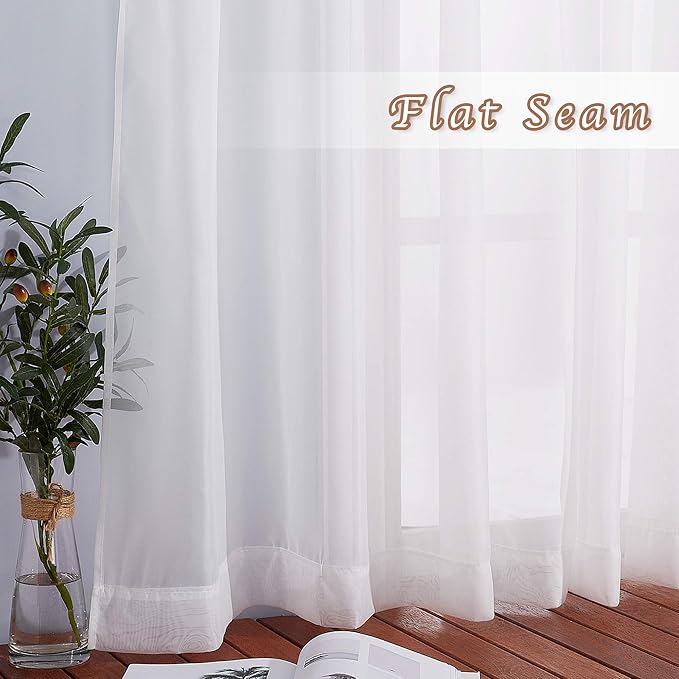 NICETOWN Ivory Sheer Curtains 72 inch Length - Grommet Living Room Curtain Panels Voile Textured Soft and Lightweight Window Treatments for Bedroom/Flat, W37 x L72, 2 Pieces
