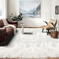 Latepis 12x12 Area Rugs for Bedroom White Faux Fur Rug Washable Super Fluffy Rug Faux Sheepskin for Living Room Floor Sofa Shag Rug Office Home Décor, Square