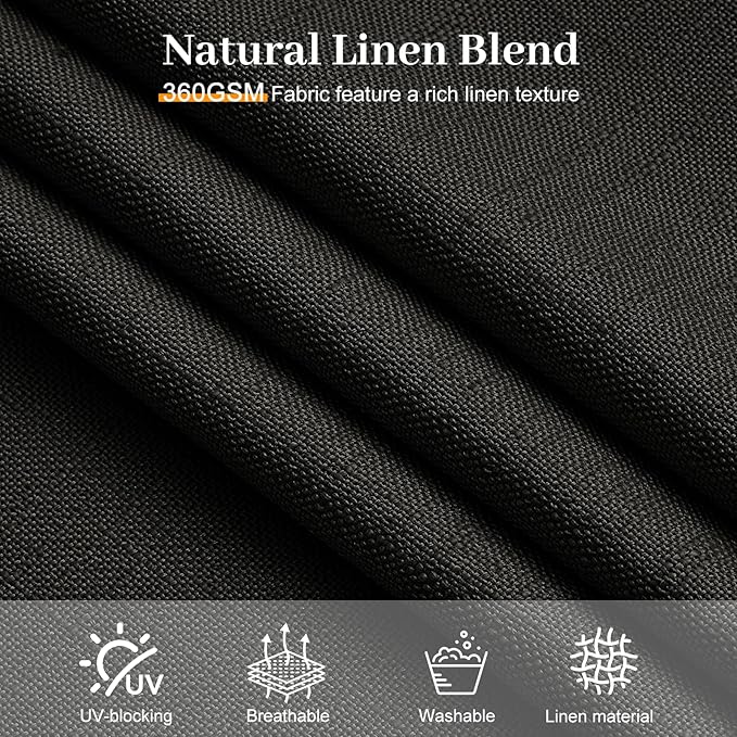 IVAPUPU Black Pinch Pleated 84 Inch Curtains for Living Room, Airy Privacy Semi Sheer Curtain with Pleated Hooks Rings Linen Blend Memory Trained Back Tab Drapes for Bedroom Office, 2 Panels, W40xL84