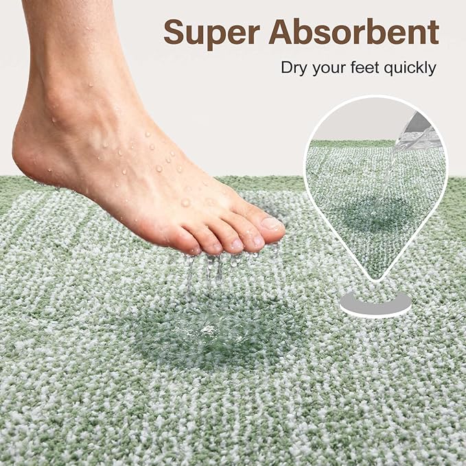 48x32 Large Bathroom Rugs Washable Non Slip, Green Bath Mat for Bathroom Floor Tub, Soft Absorbent Quick Dry Mats for Shower, Bathtub,Home Decor