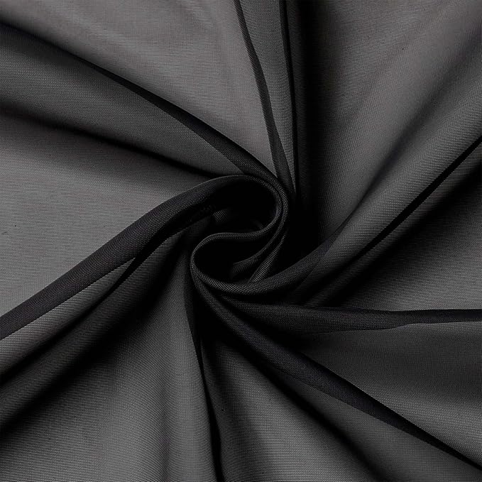Extra Long Sheer Black Curtains for Bedroom Living Room 108 Inches Long 2 Panels Set, Solid Soft Light Filtering Rod Pocket Sheer Window Curtains, Black, Each 42" Wx108 L Inch
