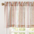 jinchan Valance Curtain Linen Textured Striped Window Curtain for Living Room Light Filtering Farmhouse Valance for Kitchen Rod Pocket 1 Panel 16 Inch Multi Red on Linen