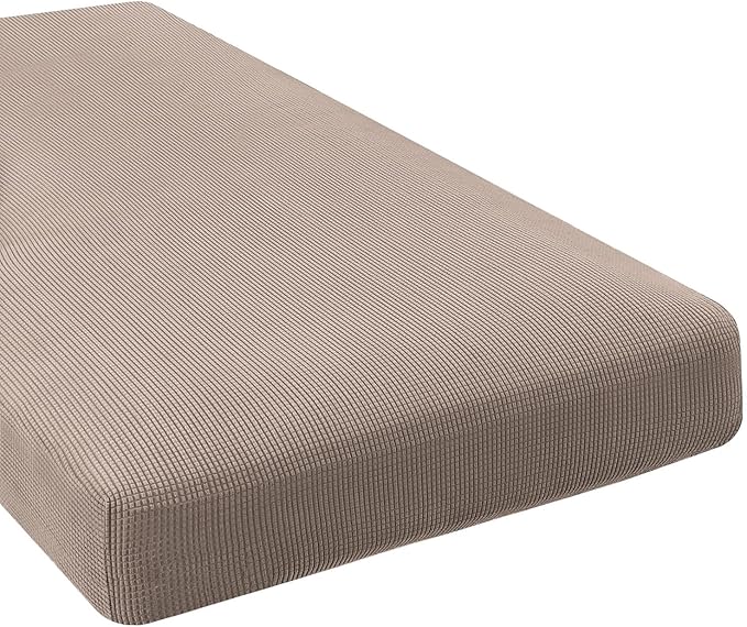 H.VERSAILTEX Super Stretch Individual Chaise Cover Sectional Couch Covers for L Shaped Sofa Both Left/Right Featuring Thick Jacquard Textured Twill Fabric (1 Piece Chaise Cover Large, Sand)