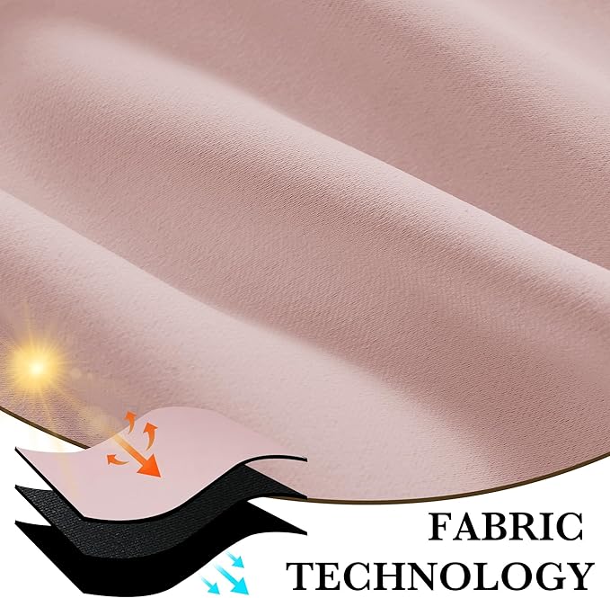 RYB HOME 100% Blackout Short Curtains for Small Window, Thermal Insulated Total Room Darkening Noise Reducing Curtains for Kitchen Bathroom Basement, 42 inches Wide by 36 inches Long, Baby Pink
