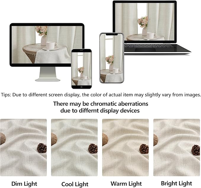 OWENIE Natural Valances for Windows 1 Pcs 24 Inch Length, Light Filtering Textured Short Small Valance Curtains for Bathroom Basement Living Room Bedroom, Half Window Curtains Over Sink, 60"W by 24"L